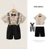 Conjunto Casual Colorido de Desenho Animado para Crianças com Calça Quatro Peças Roupa para Performance de Piano Pequeno Apresentador Verão Novo