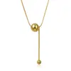 Collar con Borla de Cuentas Doradas Lele Jewelry para Mujer, Cadena Clavicular de Lujo Ligero Simple Elegante de Nicho con Cuentas de Transferencia para Mujer