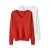 Conjunto de dos piezas de suéteres de punto holgado con cuello en V para mujer, nuevo estilo otoño e invierno, prendas de abrigo versátiles, tops elegantes de manga larga de color liso