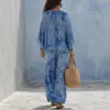 Sitio web independiente Amazon comercio exterior transfronterizo europeo y americano ropa de mujer Amazon moderno elegante cuello en V suelto texturizado casual conjunto de dos piezas