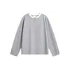 Ropa Vintage 2025 Otoño Estilo Japonés Moderno Estudiante Versátil Casual Camiseta de Manga Larga Henley de Dos Piezas Falsas para Hombres y Mujeres