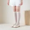 Nuevos calcetines de verano para niños, de tacto fresco, de seda de morera, para pantorrilla, ligeros, transpirables, de alta elasticidad, calcetines finos hasta la mitad de la pantorrilla para bebés y niños pequeños, venta al por mayor