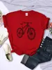 Camiseta Hecha de Letras de Bicicleta para Mujer Verano Transpirable Casual Manga Corta Moda Calle Hip-Hop Tops para Mujer