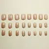 Uñas Portátiles Ojo de Gato Nude Cuadradas Cortas 24 Piezas Arte de Uñas Explosivo Uñas Postizas Removibles Uñas Transparentes de Hielo Venta al por Mayor