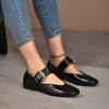 Zapatos Mary Jane estilo francés, bailarinas retro con estampado de leopardo, punta redonda, planos y con correa y hebilla.