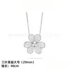 Colar Trevo de Quatro Folhas Van Cleef & Arpels CNC Versão Alta Madrepérola Branca Natural Banhado a Ouro 18K Real Prata Pura Colar de Dez Pétalas