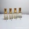 Suministro en stock botella pequeña de spray dorada botella de reemplazo de muestra de alta gama botella de spray de vidrio botella vacía portátil de viaje galvanoplastia