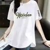 Comércio Eletrônico Transfronteiriço Desembaraço Manga Curta Feminina Soltinha Tamanho Grande Roupas Femininas Meio Comprido Manga Meia-Manga Camiseta Top Cobre a Barriga Parece Magra