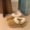 Zapatos de Algodón Sencillos para Mujer Invierno Nuevo Estilo Pantuflas Cálidas de Lana de Cordero para Interior Hogar Cómodas para Usar al Aire Libre