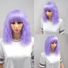 Las pelucas Xuchang vienen en estilos multicolor mezclado, cabello largo y rizado, pelucas de longitud media para mujer, cabello violeta