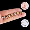 Nuevo tornillo de doble cabeza de acero inoxidable de Henson, varilla delgada, amor, circonita, clavo para la oreja, perla de concha, moda, piercing, clavo para la oreja
