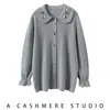 Top de camisa de cachemir con cuello de encaje bordado para mujer, nueva moda, rejuvenecedor, adelgazante, blusa holgada de manga larga, capa base versátil