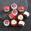 Cuentas de Cerámica de Manzana Pintadas a Mano de Dibujos Animados Cuentas Sueltas Pulsera Collar Llavero Accesorios para Joyería DIY Cuentas de Cerámica Navidad