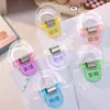 Portadocumentos de oficina con clip plegable tipo D transparente, juego de caja de almacenamiento con clips coloridos lisos sin marcas para encuadernación