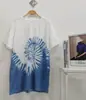 Camiseta Característica Tie-Dye Antigo Dali Tingimento em Nuvem Tingimento Vegetal Tingimento Azul Novo Feito à Mão Presente para Viagem