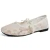 Zapatos Planos de Malla Blanca Estilo Francés Transfronterizos para Mujer, Nuevo Estilo Hada Primavera-Verano 2026, Adecuados para Combinar con Vestidos, Estilo Suave Mary Jane
