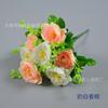 Ramo de rosas de té artificial de 7 cabezas con mango, rosa, camelia, flor con mango, flor de seda artificial al por mayor, decoración para el hogar, bonsái, arreglo floral