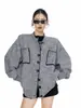 Nova coleção outono/inverno 2026: cardigã de malha cinza de manga comprida, com caimento solto e estilo versátil e casual, para mulheres, apresentando um estilo descontraído e sem esforço.