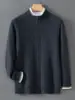 Cardigã bloqueado por cores, grosso, 100% lã pura para homens, com gola semi-alta, zíper, design em tricô e mangas compridas, perfeito para outono e inverno