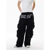 Comércio transfronteiriço Calça de trabalho Letter Design Masculino Tendência Toque Feminino Múltiplos Bolsos Estilo Fino Cauda Impressão de Cauda Verão Estilo Americano Loja