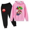 Conjunto de Moletom Infantil de Manga Longa com Estampa de Desenho 2026 Primavera Meninos e Meninas Conjunto de 2 Peças Calça + Moletom com Capuz