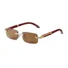 Gafas de sol Retro de Madera con Patillas Transfronterizas para Hombre, Gafas de Sol Cuadradas Metálicas sin Marco para Mujer, Gafas con Bloqueo de Luz Azul