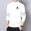 Seleção PremiumCamiseta Masculina de Manga Longa com Gola Alta Meia-Boca, Forrada com Fleece dos Dois Lados, Roupa Térmica da Moda