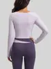Juyitang Tops de Yoga de Manga Larga con Bloques de Color Melocotón, Ajustados Nude para Adelgazar, Deportivos para Correr, Fitness para Mujer