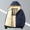 Chaqueta de algodón con capucha transfronteriza para hombre, abrigo de algodón con forro polar para hombre, abrigo de invierno con forro polar, chaqueta de algodón de grafeno cálida, chaqueta de algodón ultrasónica para hombre