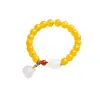 Pulseira de ágata amarela com contas para mulheres, acessório cultural e criativo de loop único de jade Hetian, ágata amarela natural
