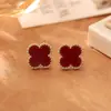 Brincos de Tarraxa Trevo de Quatro Folhas Agulha de Prata de Lei 925 Simples Moda Sensação de Alto Padrão Pequenos Brincos Estilo Chanel Unissex Acessórios Estilo Hip Hop