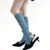 Otoño e Invierno color sólido estilo Maillard calcetines de paso conjunto simple combinan con todo cubre pierna acanalado rodillera cubre bota hasta la rodilla cubre pie cálido