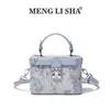 Bolso caja de alta costura estilo chino con bordado floral, bolso de mano, diseño de nicho estilo francés de un solo hombro cruzado para mujer