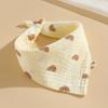 Babador Triangular para Bebê em Tecido Enrugado para Meninos e Meninas, Babador de Recém-Nascido com Botão de Pressão, Babador Absorvente, Babador para Saliva com Estampas de Desenho Animado
