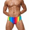 Calções de banho JESSBORN calções de banho masculinos arco-íris riscas triângulo calções de banho profissional fonte termal cintura baixa sexy moda briefs
