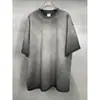 Camiseta Casual Europeia e Americana de Design Pesado Desgastada High Street Vintage Unissex Manga Curta Solta de Verão Oversized Meia-Manga