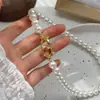 Collar de Perlas de Vidrio Estilo Mismo de Nini con Cierre de Cabeza de Dragón Chapado en Oro Real de 18K, Cadena de Cuello Versátil de Gama Alta para Mujer