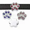 8mm Diamante Multicolor Pata de Gato Huella de Perro Aleación Joyería Adecuado para DIY Llavero Pulsera Accesorios para Collar de Mascota