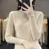 Nuevo Suéter de Mujer Cuello Medio Alto Manga Larga Otoño/Invierno para Mujer Hilo Peinado Ajustado Tejido de Punto Estilo Coreano Tejido de Punto