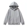 Sudadera con Capucha Gruesa de Algodón Puro para Hombre, Estilo Americano, Cremallera, Peso Pesado 460g, Personalizada, Chaqueta Corta de Exportación