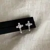 Pendientes de Cruz de Circonita Dulces y Frescos para Mujer, Lujo Ligero, Gama Alta, Pequeños, Exquisitos, Modernos y Tendencia