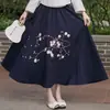 2026 Nuevo Estilo Étnico Bordado de Toalla Tridimensional Top de Manga Tres Cuartos y Conjunto de Vestido Largo de Té para Mujer, Talla Única, Sudeste Asiático