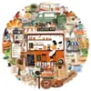 50 Pegatinas de Té de la Tarde de Cafetería Curativa, Imágenes de Ilustración de Café, Pegatinas Transparentes Decorativas para Cuaderno Diario DIY