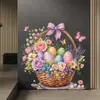 Día de la Resurrección de Pascua Mariposa Huevo de Colores Cesta de Flores Tienda Embellecimiento Decoración Atmósfera Pegatinas de Decoración de Pared Autoadhesivas Removibles