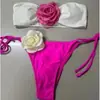 Traje de Baño de Dos Piezas de Nuevo Estilo 2026 Inspirado en Chanel, de Alta Gama, Floral, sin Tirantes, Sexy Estilo Playa