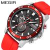 MEGIR, nuevo reloj deportivo luminoso resistente al agua con cronógrafo multifunción de silicona a la moda para hombre, venta al por mayor