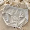 Roupa íntima feminina de algodão puro sem costura de Xinjiang, cintura média, 10A, antibacteriana, 100% algodão, tipo com entreperna estendida, roupa íntima feminina de algodão para bebê