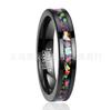 Anillo de acero de tungsteno galvanizado Aobao con incrustaciones de 4 mm de ancho para hombres y mujeres en stock, una generación de tamaño de cabello de 4 a 12 yardas