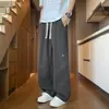 Calças de trabalho masculinas, novos estilos primavera/verão, perna reta, corte solto, tamanhos grandes, perna larga, calças compridas casuais da moda