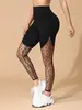 Novas Calças Esportivas Femininas Pretas com Patchwork de Renda, Bolsos, Cintura Alta, Levanta Bumbum, Yoga, Academia, Outdoor, Justas